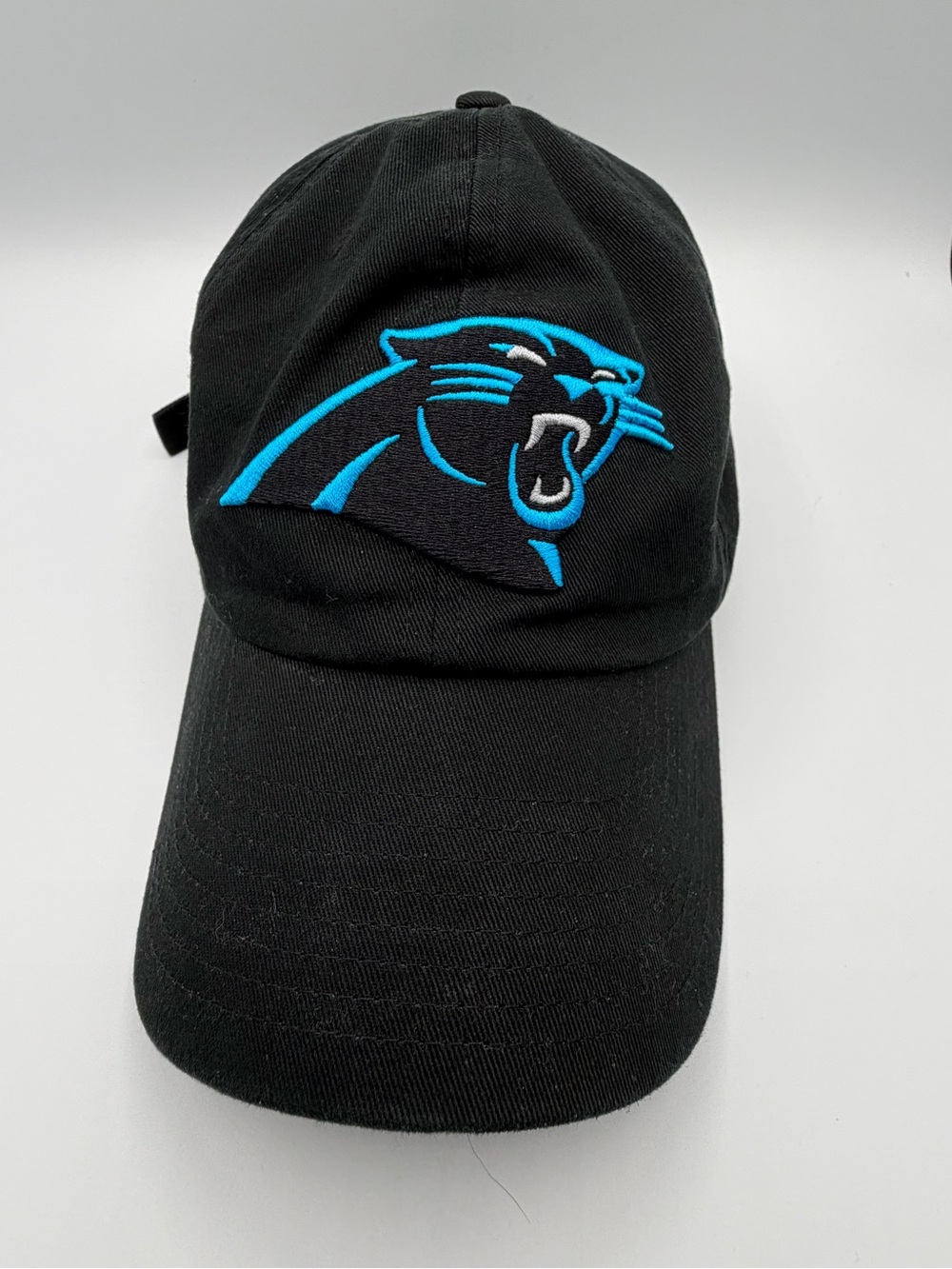 47 Black Baseball Cap with Bright Teal Panther Logo